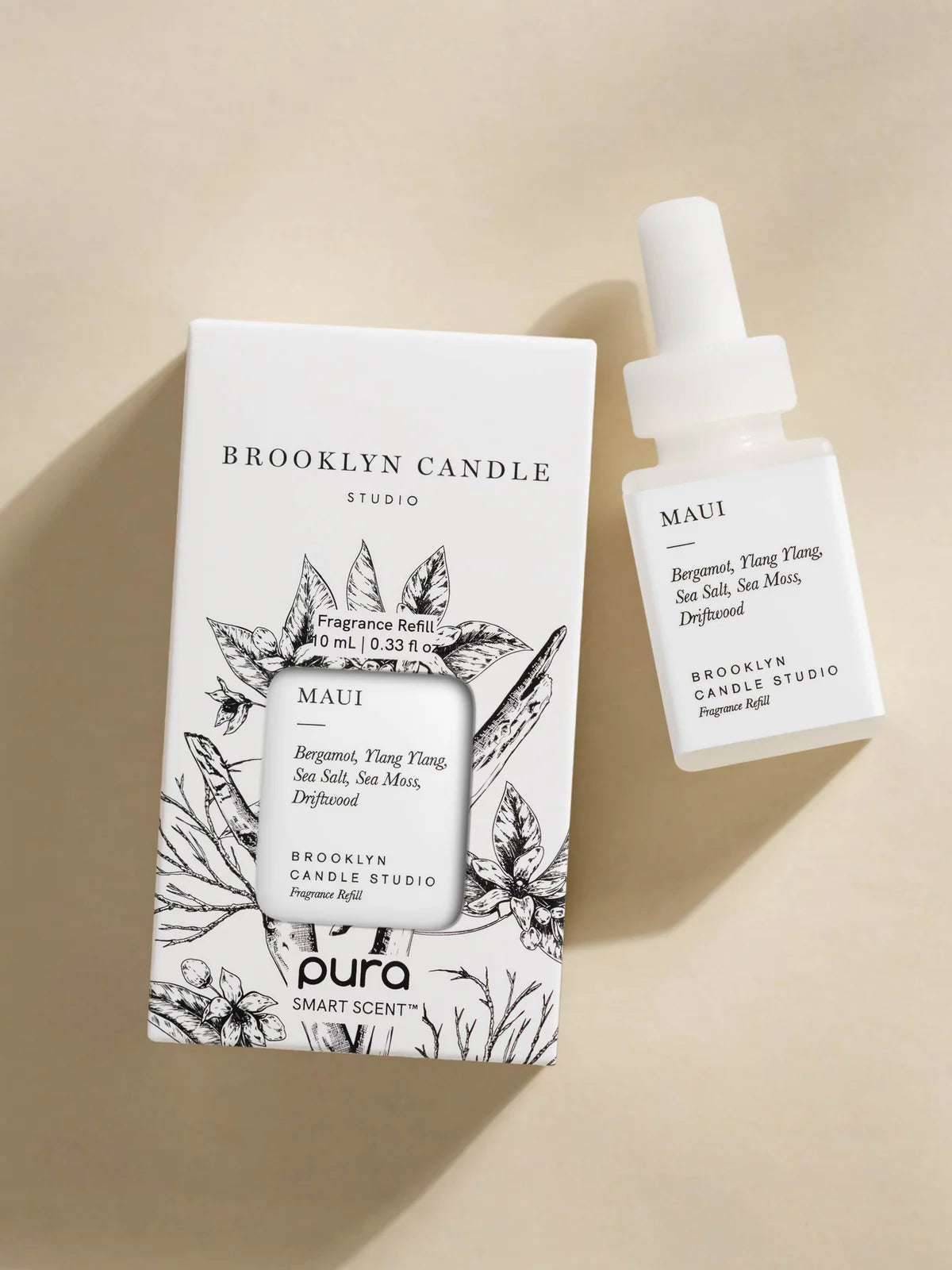 Brooklyn Candle Studio Maui fragrance bottle and packaging on a beige background