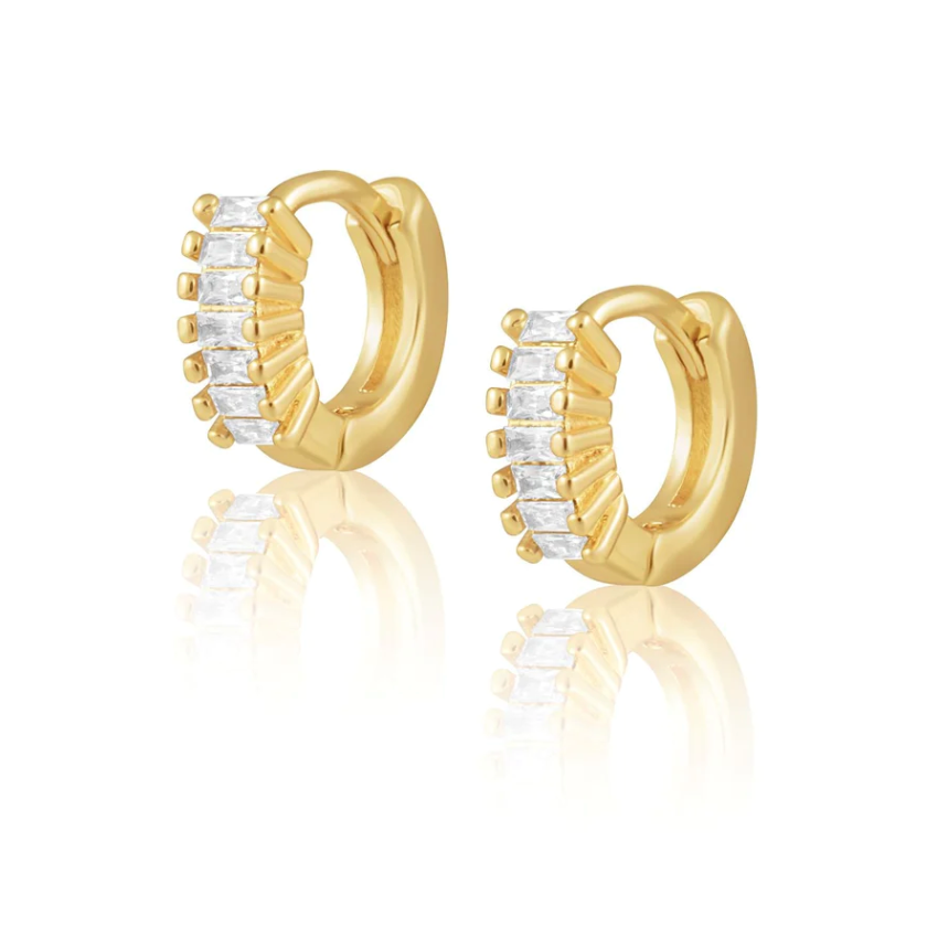 Viola CZ Huggie Hoops