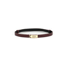 skinny burgundy faux leather gold lock belt