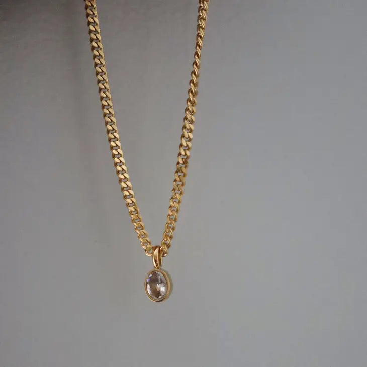 Oval CZ Chain Necklace