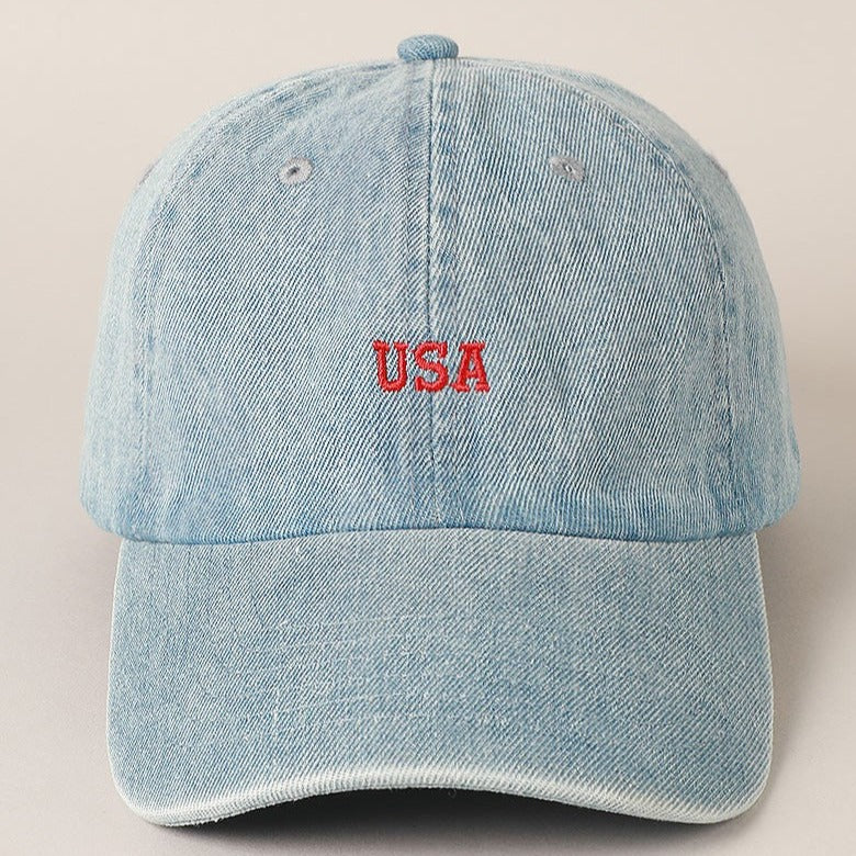 USA Embroidered Denim Cap