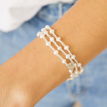 Stacked By MAC Sterling Silver 2MM Pearl Bracelet