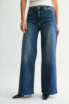 dark wash wide leg jeans