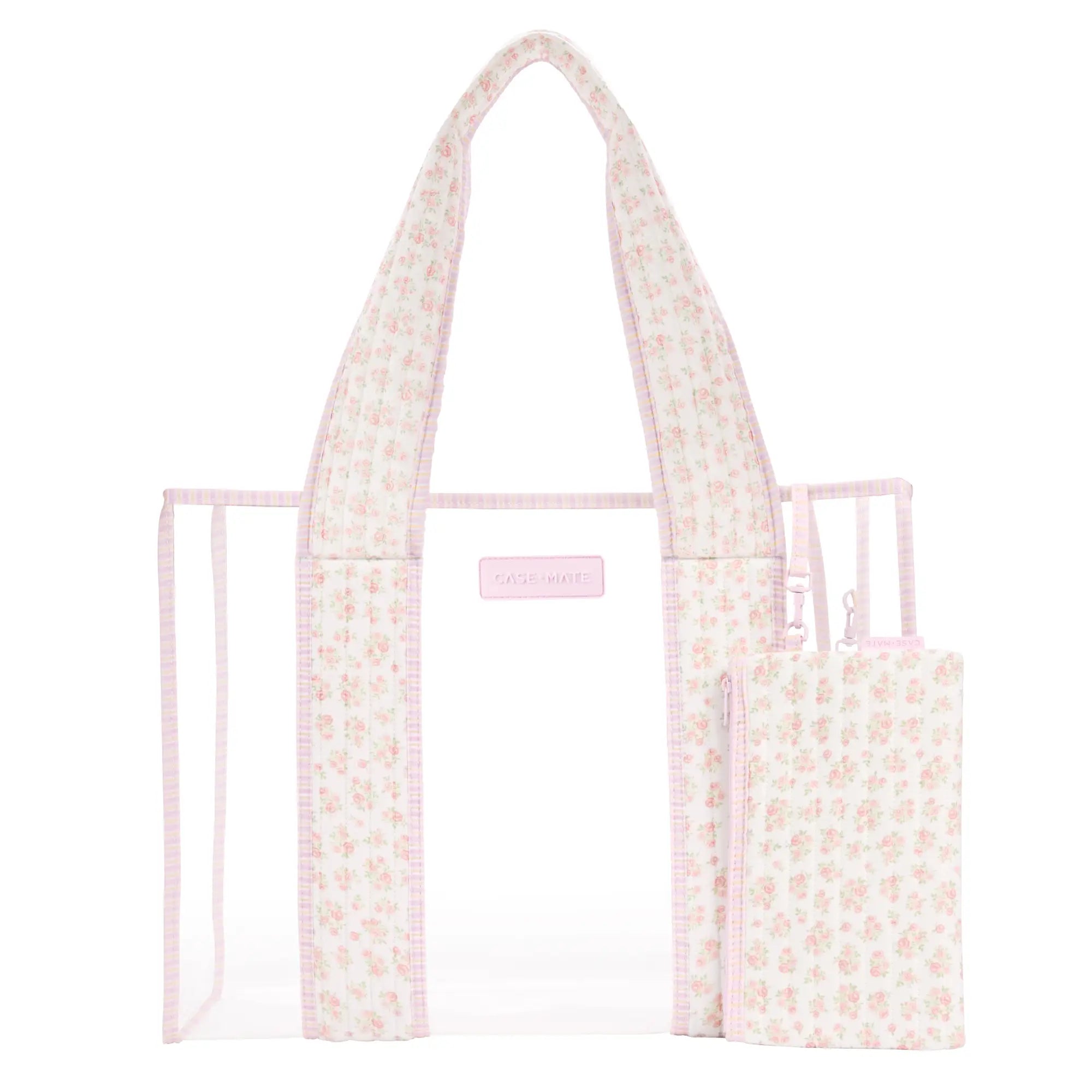 Floral-patterned bag on a white background