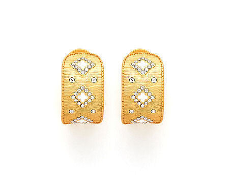 Brushed Gold Clover Earring - White