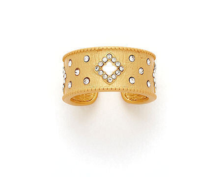 Brushed Gold Clover Ring - White