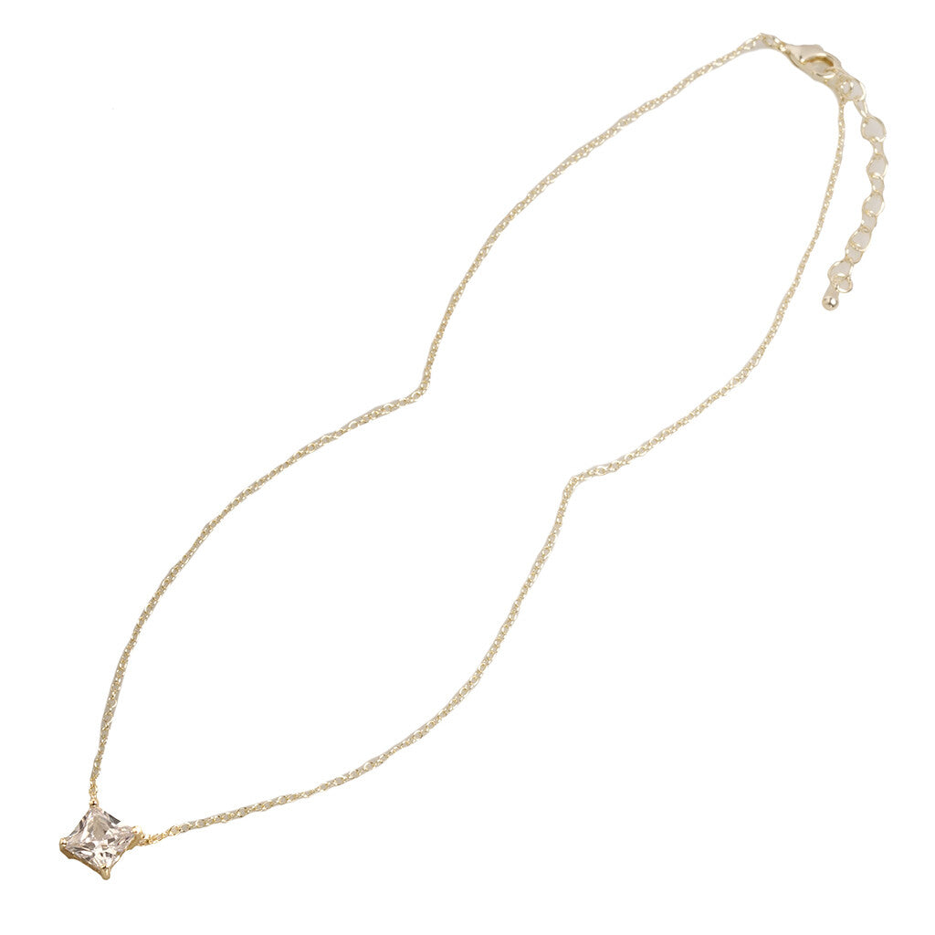 Dainty Gold Square CZ Necklace