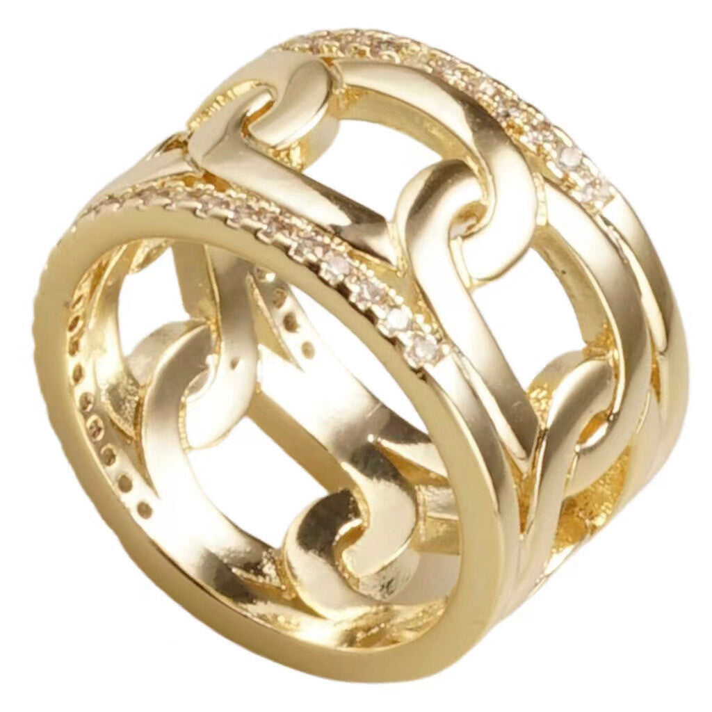 Wide Gold Link Ring