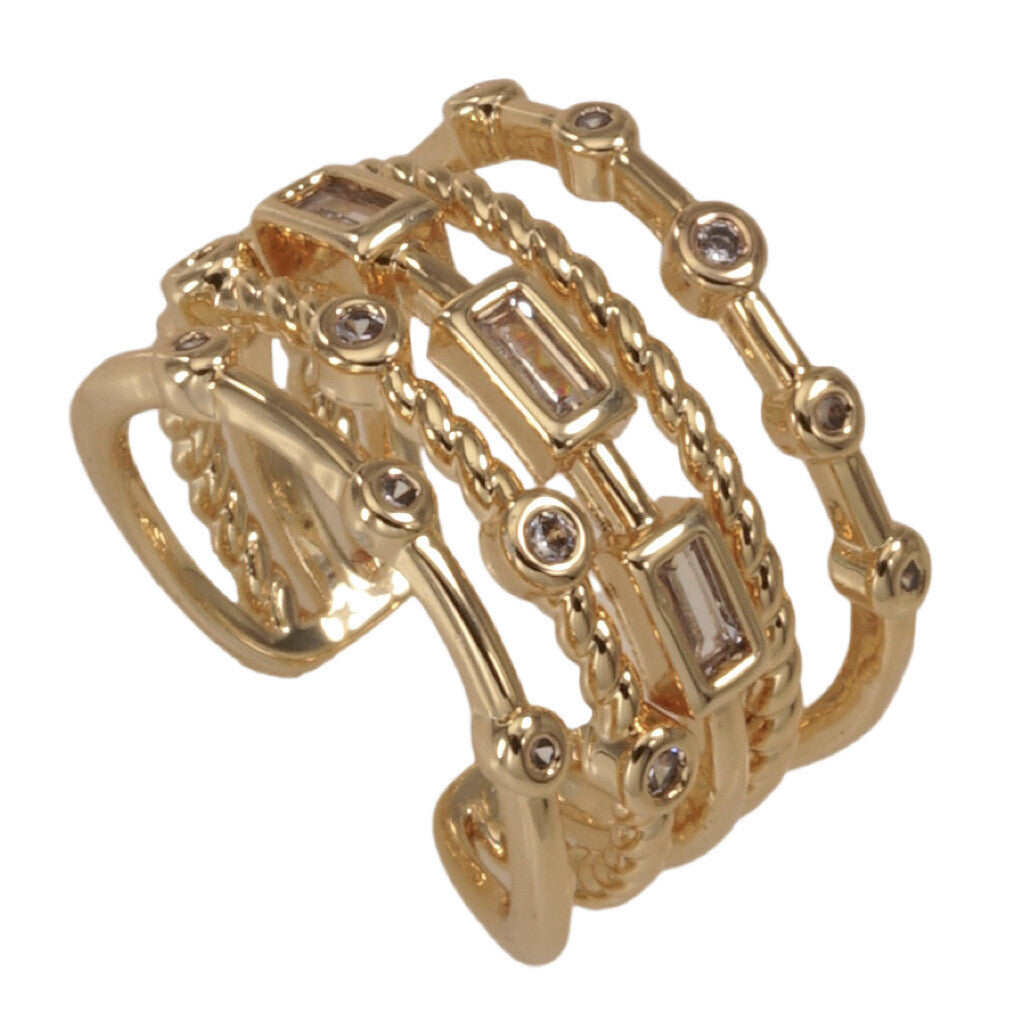 Gold Multi Band CZ Ring