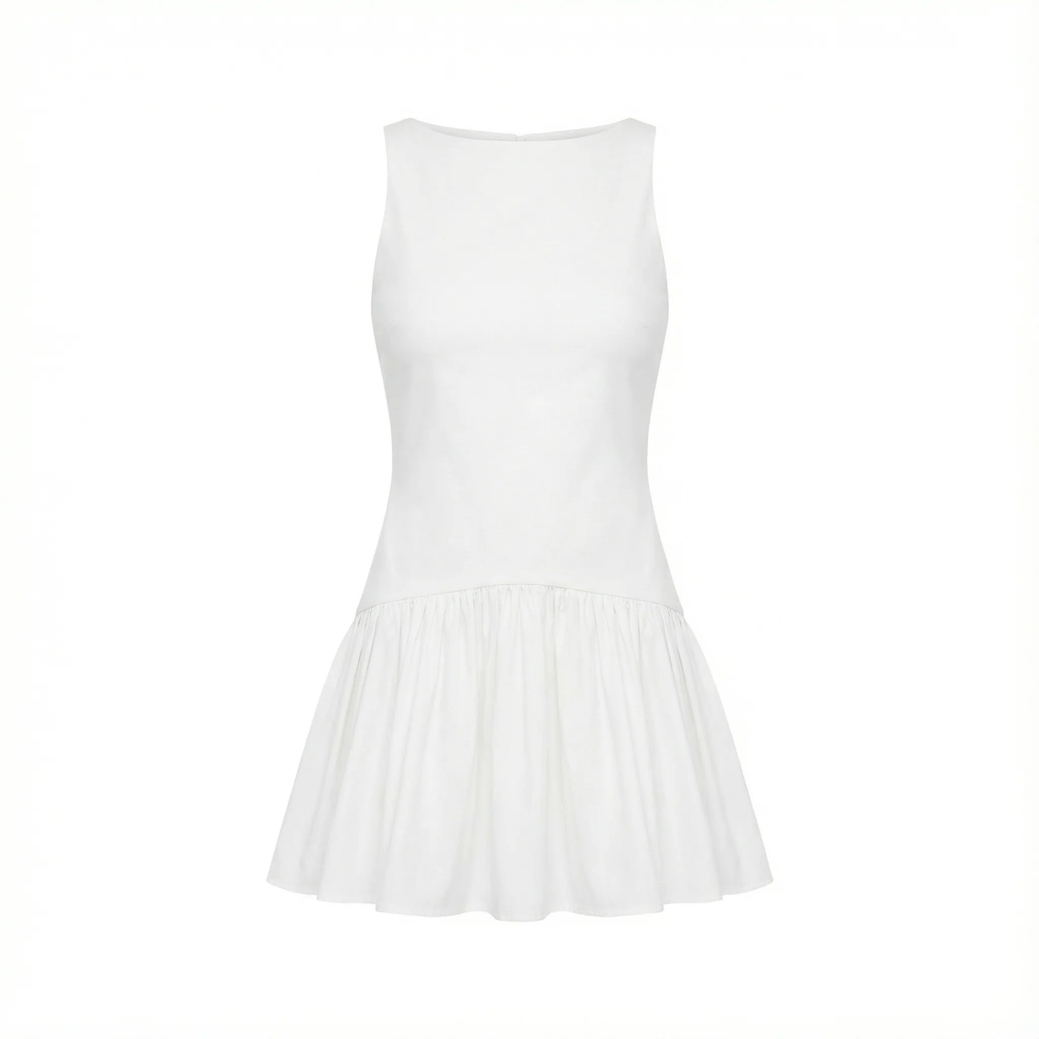 White pleated dress on a white background