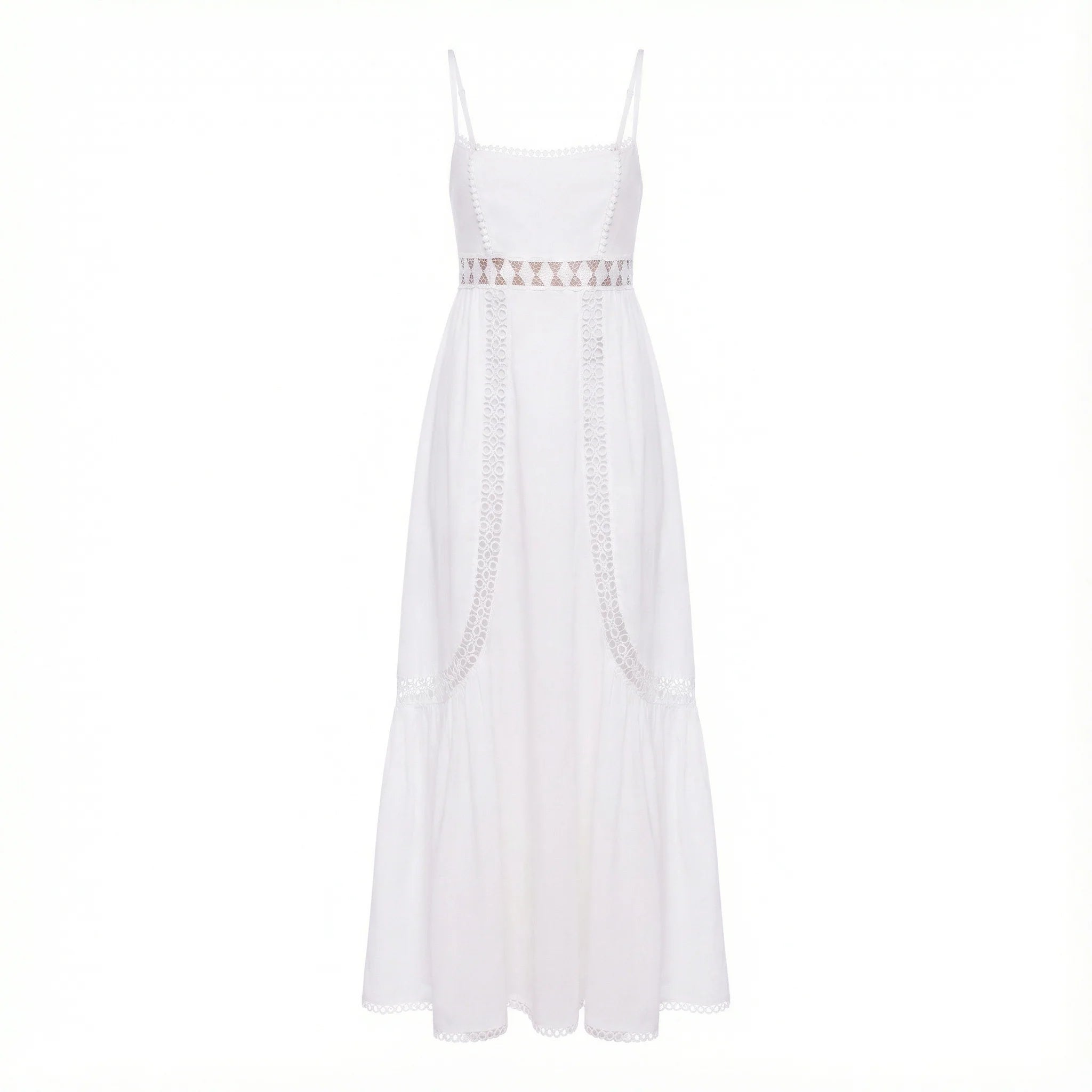 White dress with thin straps on a white background