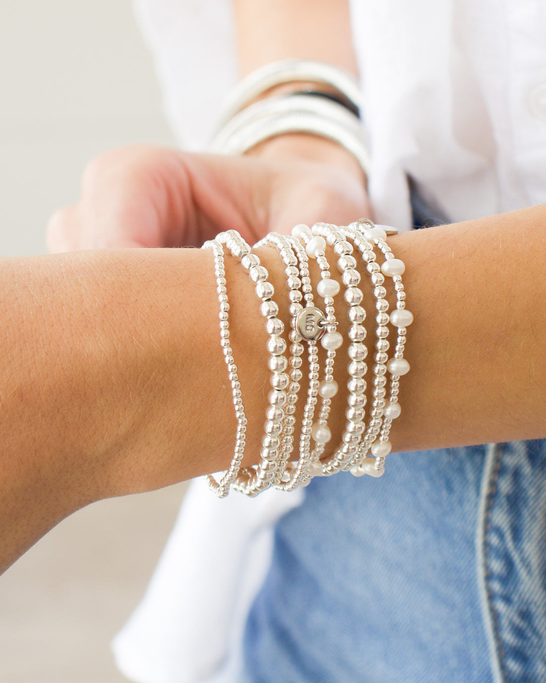 Stacked By MAC Sterling Silver Mixed Bead Bracelet