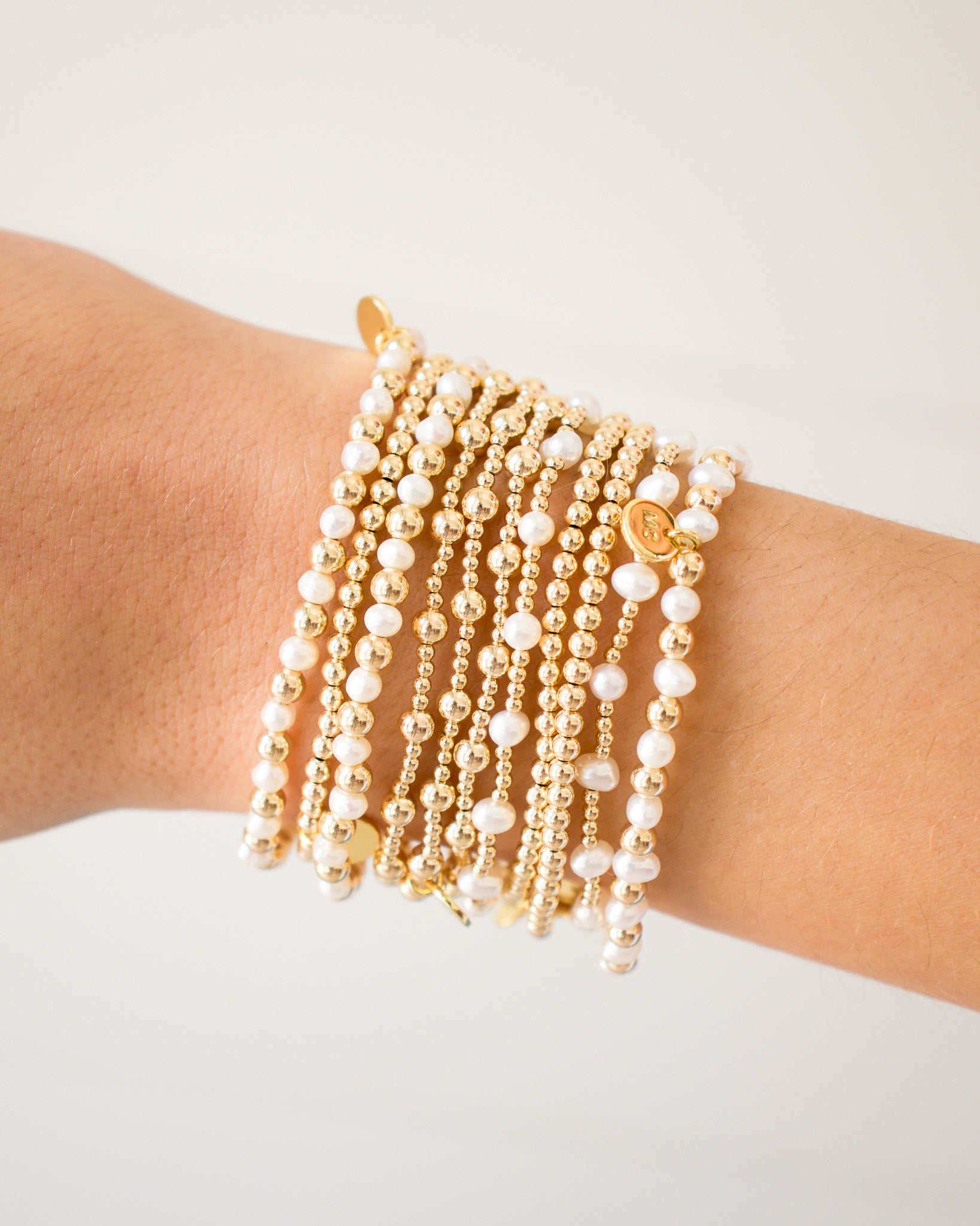 Stacked By MAC Gold Filled Pearl Bracelets - 2MM + Pearl