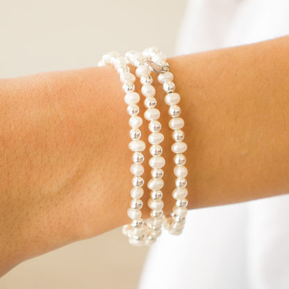 Stacked By MAC Sterling Silver 4MM Pearl Bracelet