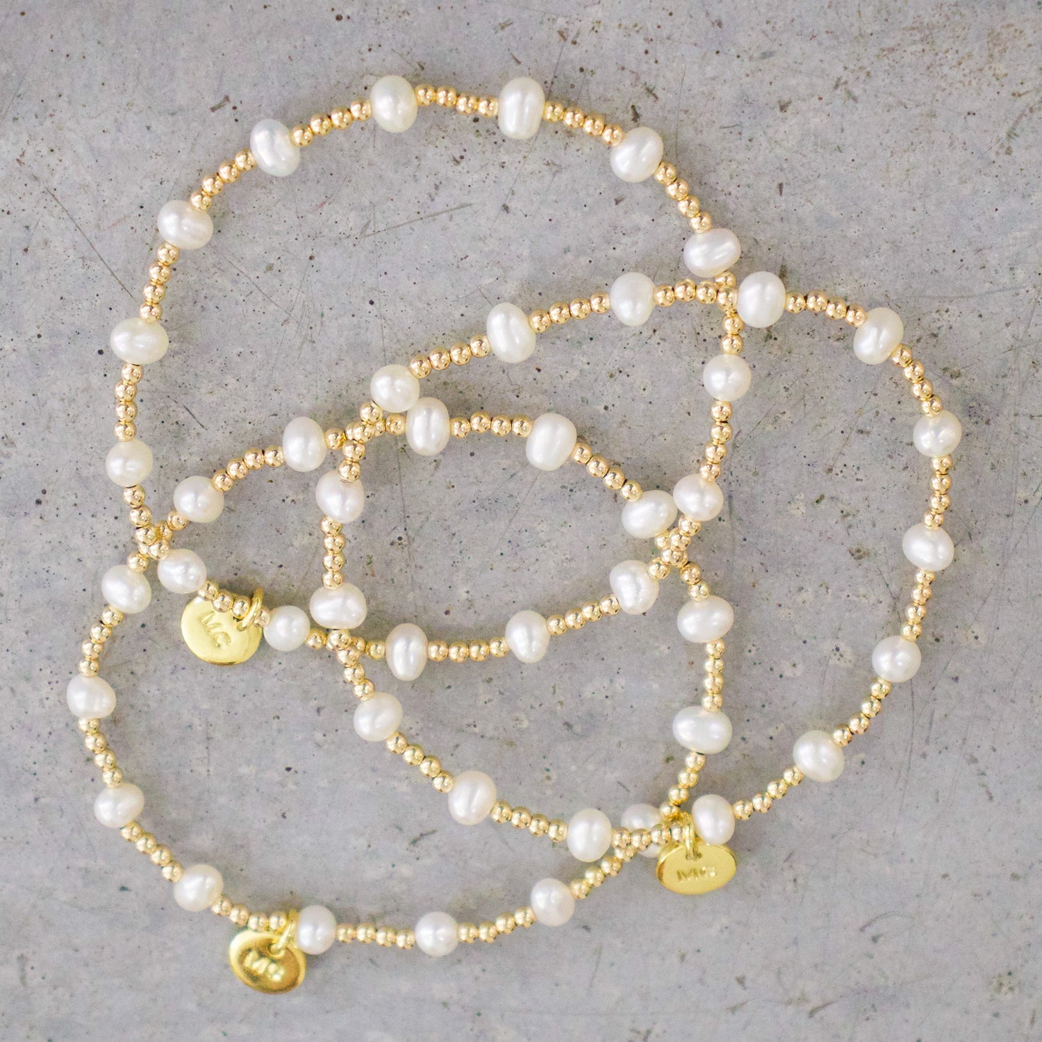 Stacked By MAC Gold Filled Pearl Bracelets - 2MM + Pearl