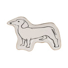 Dog-shaped ceramic plate with black outline on a white background