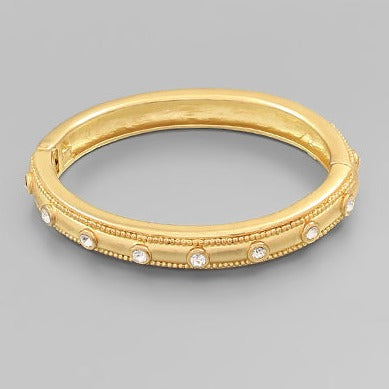 Matte Gold Crystal Studded Hinge Bracelet
