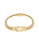 Gold bracelet with a half CZ clasp on a white background