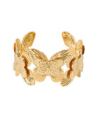 Gold butterfly-shaped cuff bracelet on a white background