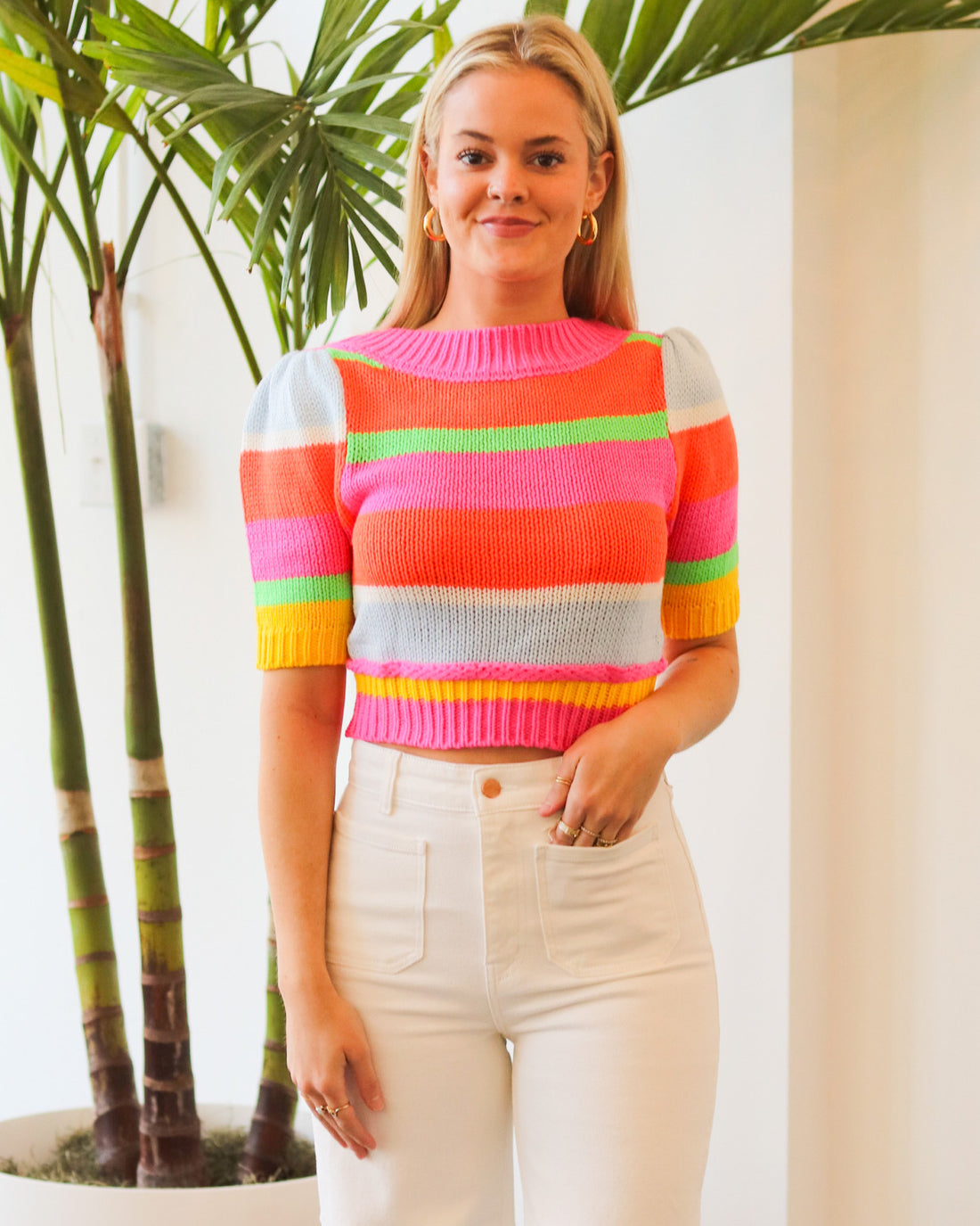 Pink &amp; Orange Stripe Knit Top