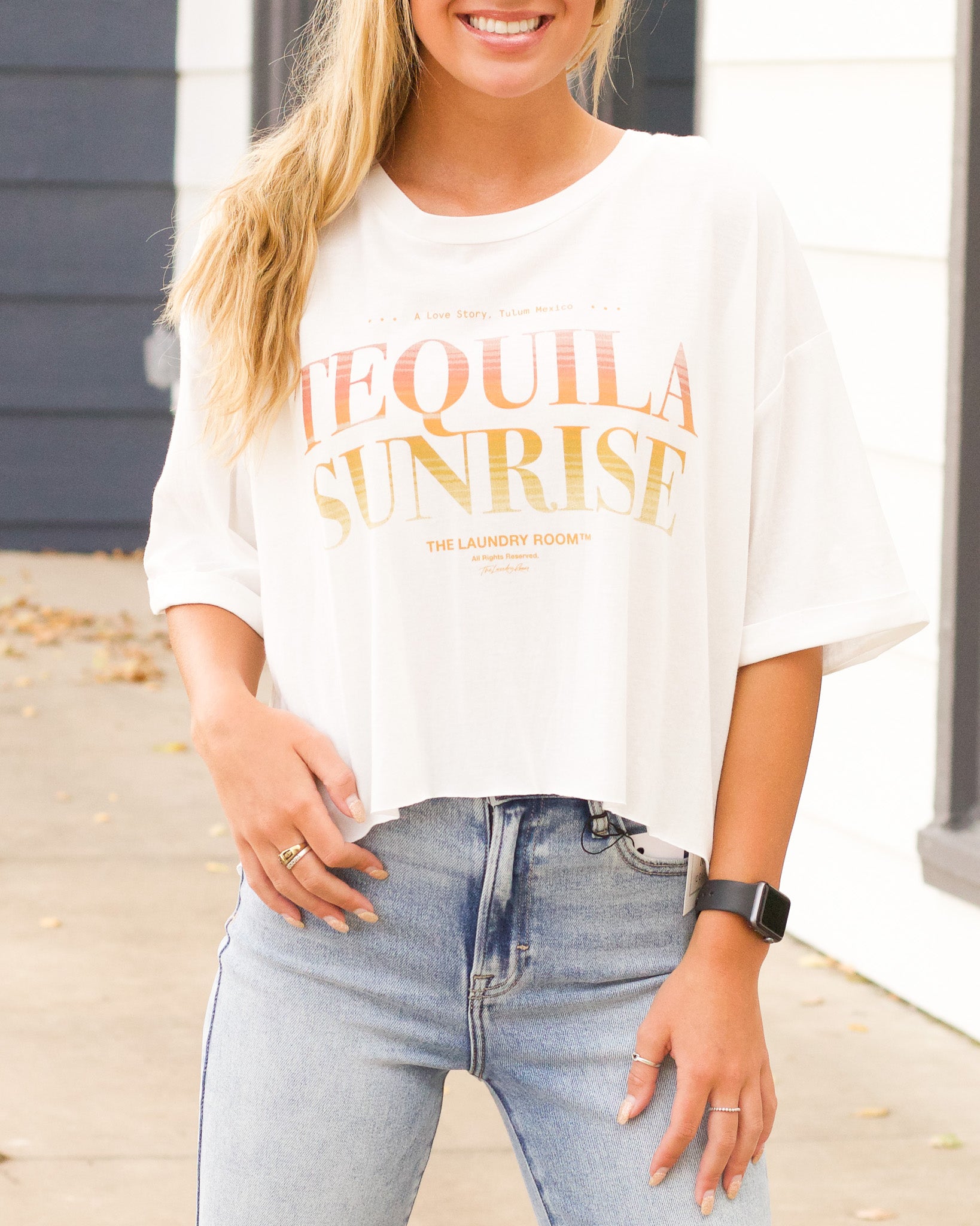 Tequila Til Sunrise Cropped Tee