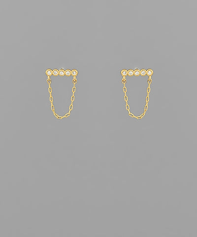 Pave Bar Link Chain Earring