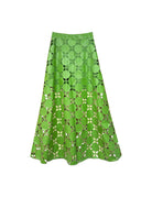 Green faux leather skirt on a white background