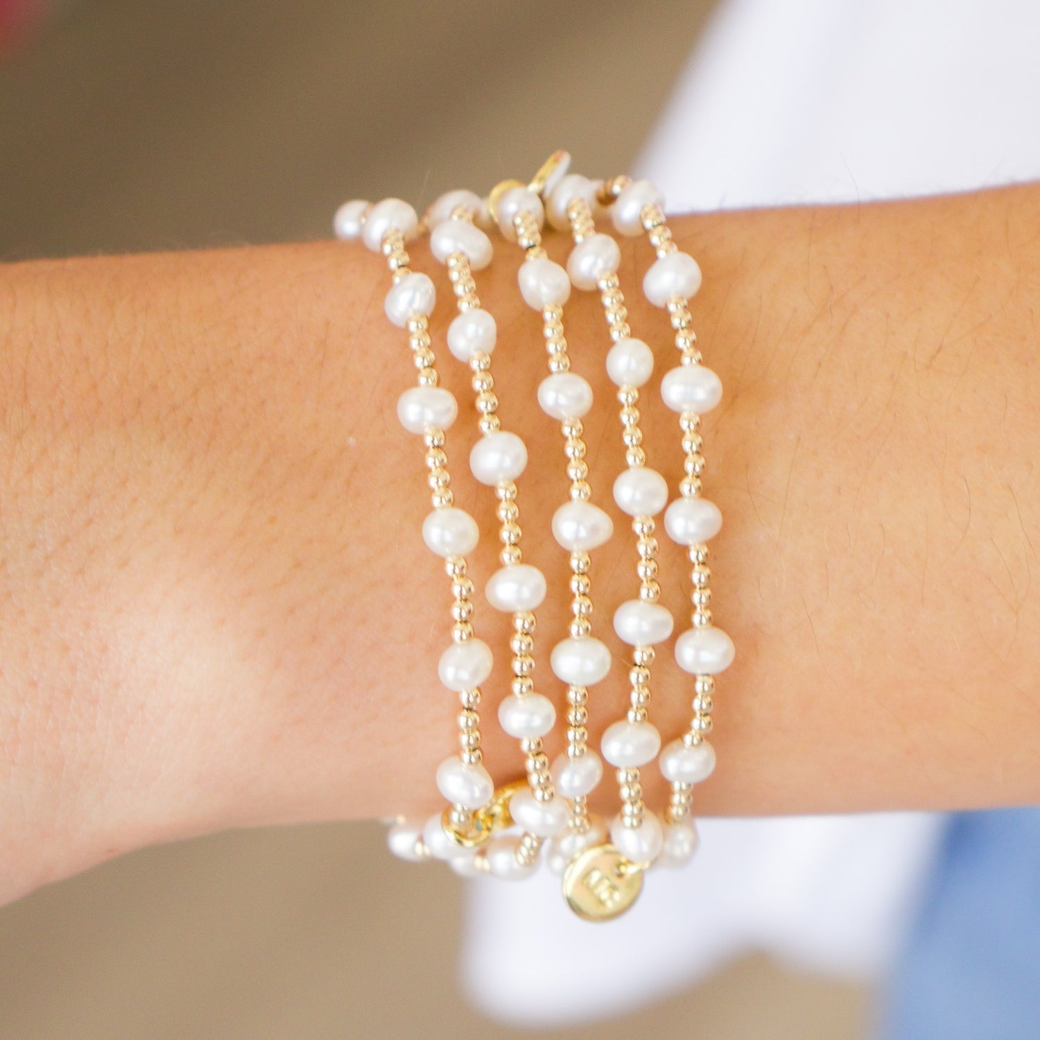 Stacked By MAC Gold Filled 2MM Pearl Bracelets