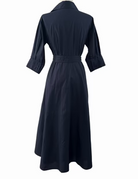 Black dress with a belt on a white background