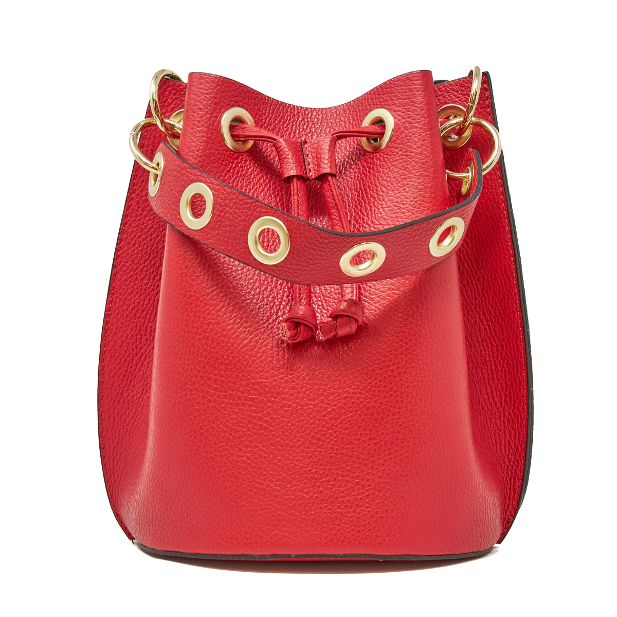Red Leather Bucket Bag