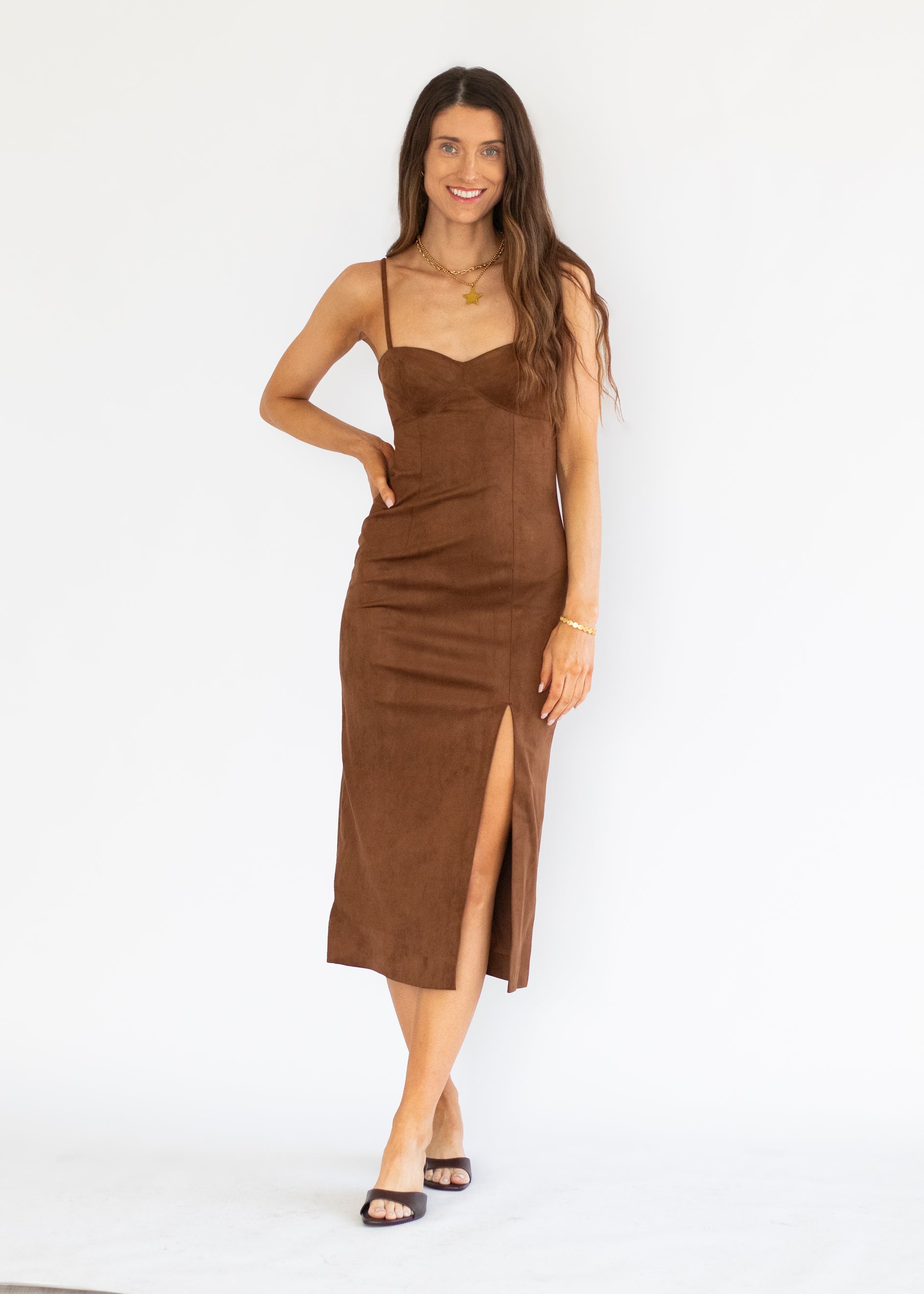 French Connection Sonja Suede Midi Dress – MAC Collection