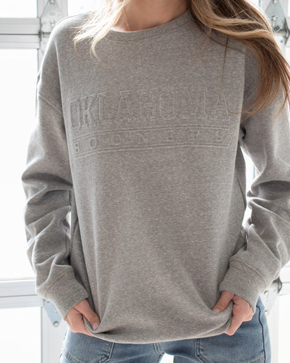 OU Embossed Gray Pullover