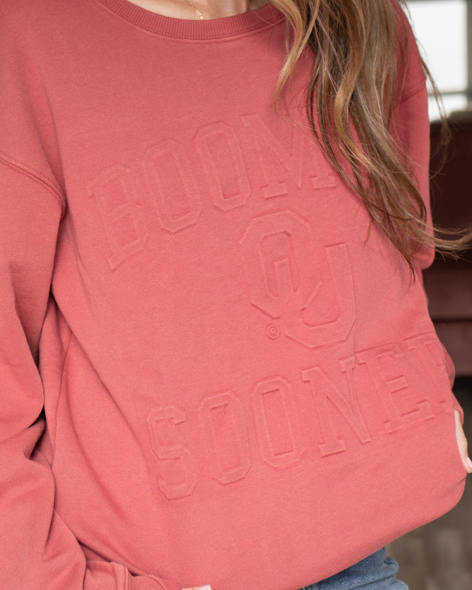 OU Embossed Red Pullover