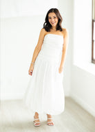 woman wearing white dress