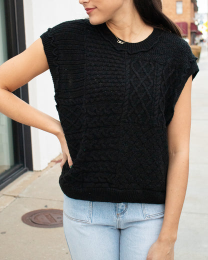 Heather Cable Knit Sweater Vest