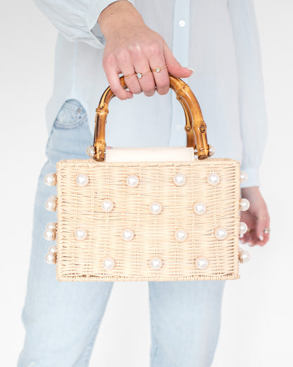 Chloe Pearl Rattan Mini Bag