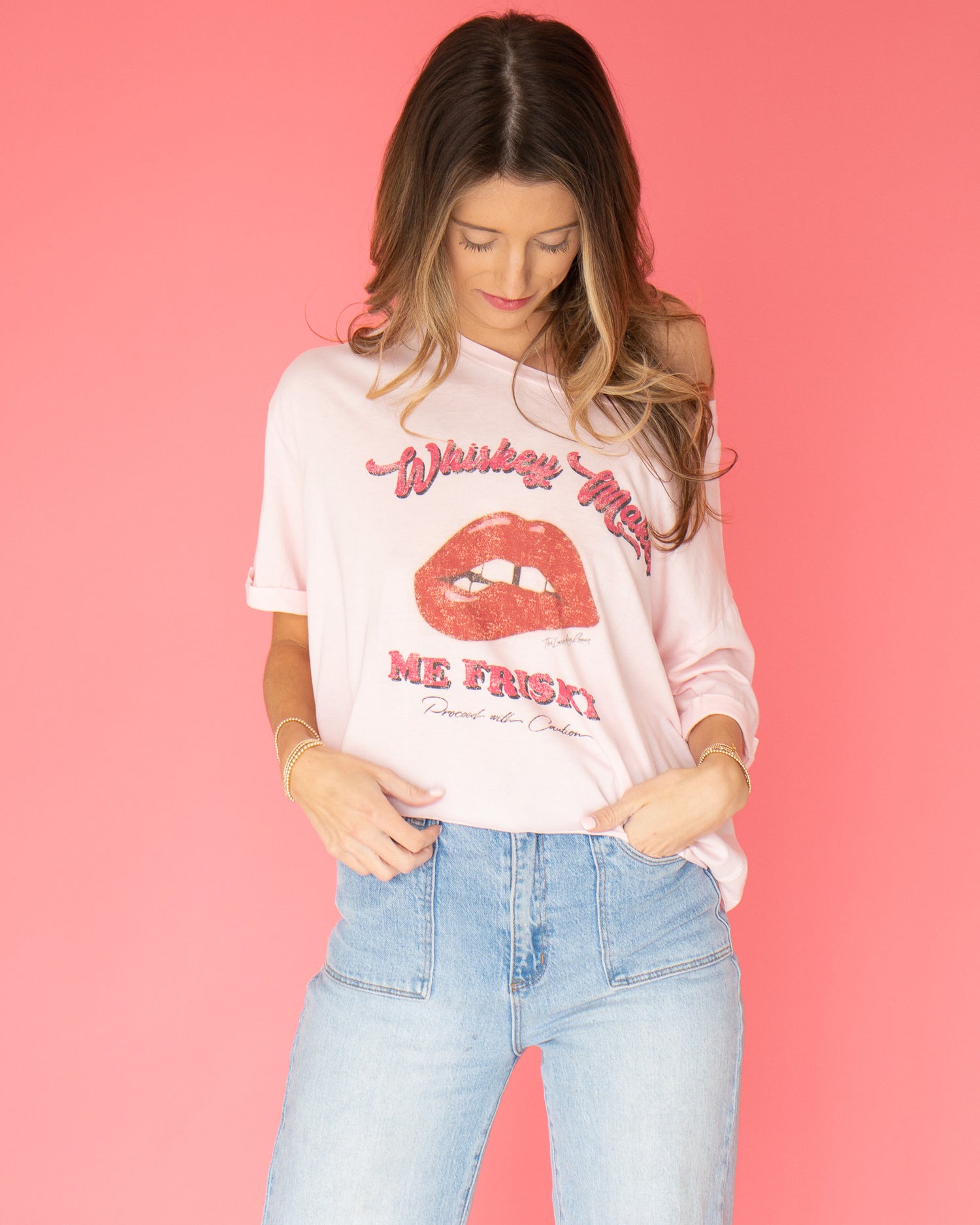 Whiskey Makes Me Frisky Cropped Tee