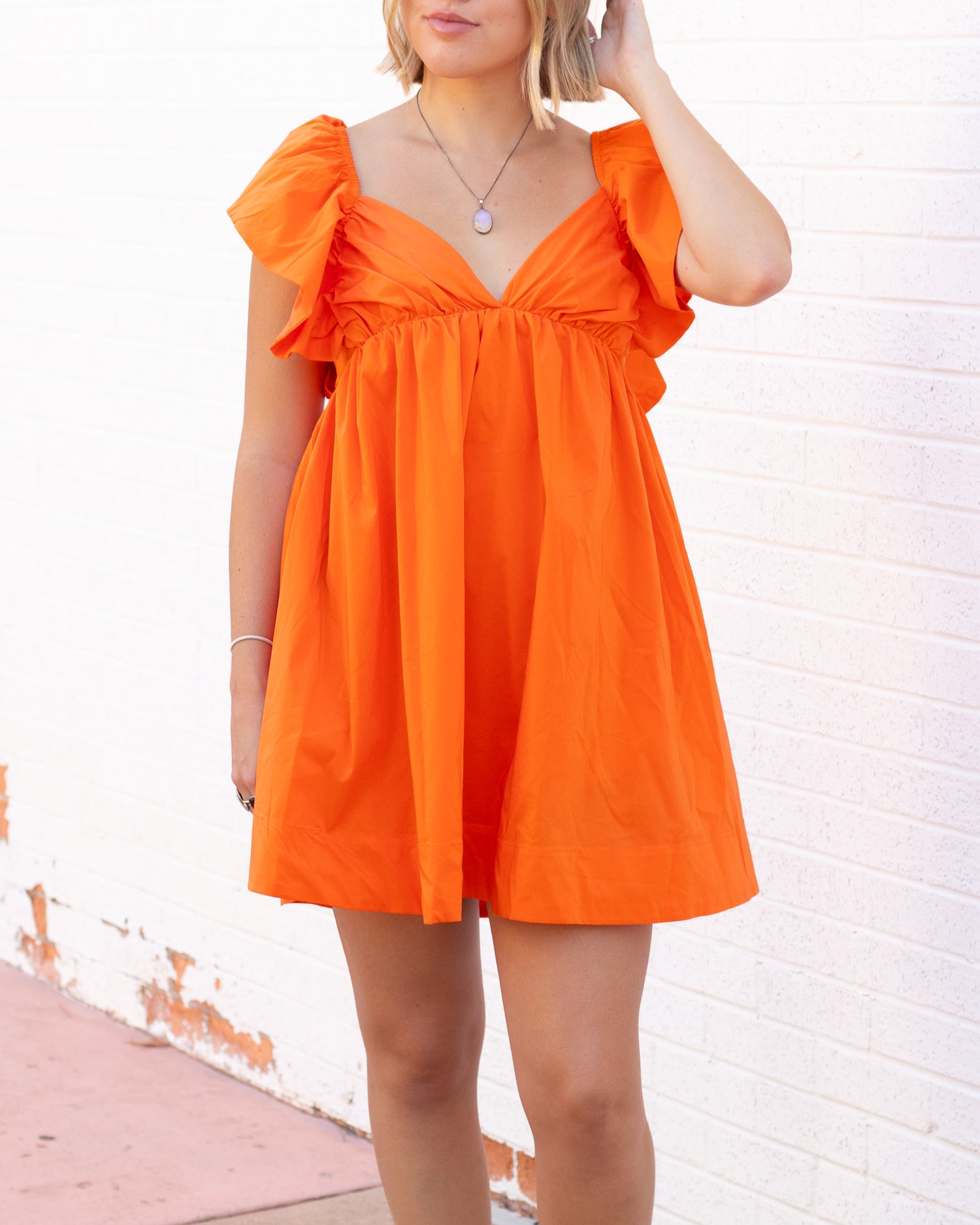 Babydoll Back Tie Dress - Orange