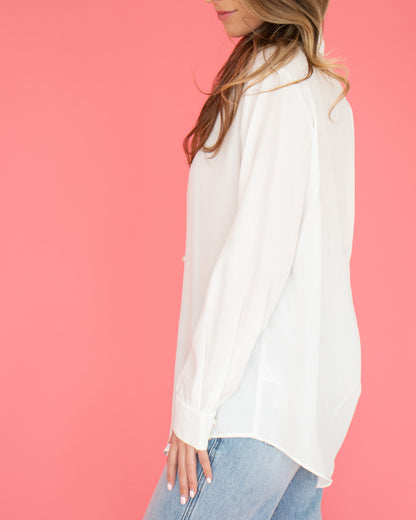 Pearly Perfect Button Down Blouse