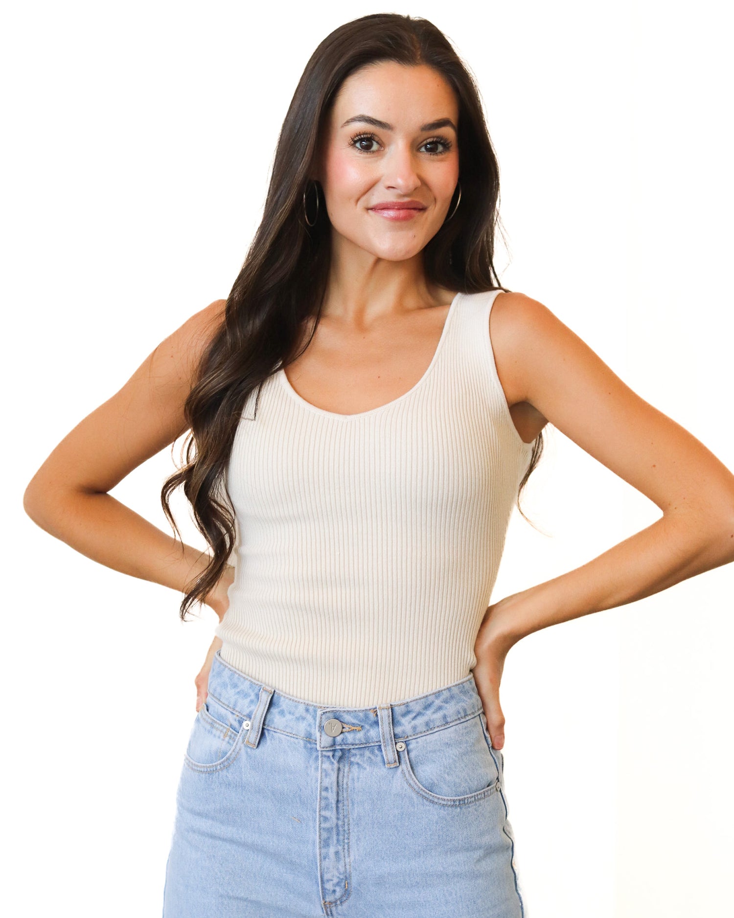 Ribbed V Neck Bodysuit