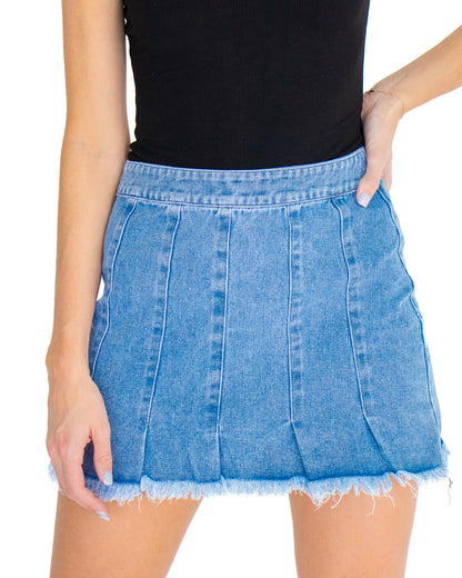 Caroline Pleated Denim Skirt