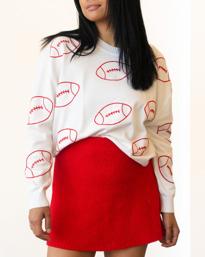 Embroidered Football Knit Sweater