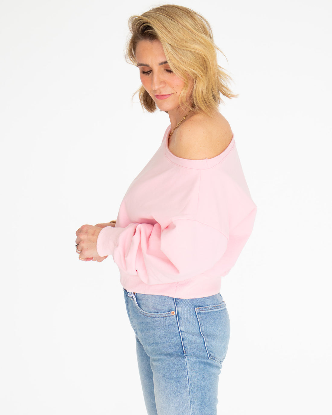 Baby Pink Off Shoulder Pullover