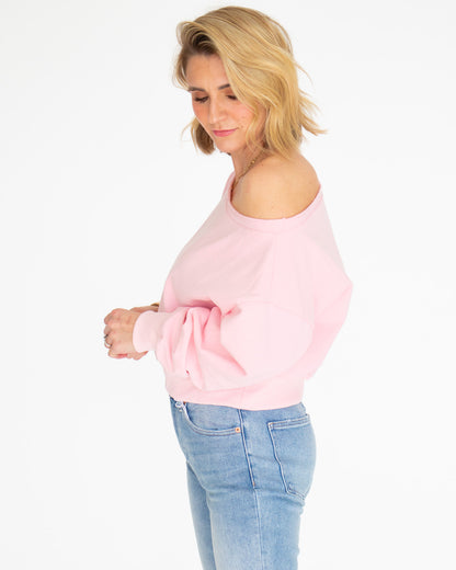 Baby Pink Off Shoulder Pullover