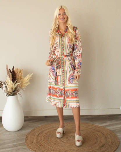 Paisley Print Midi Dress