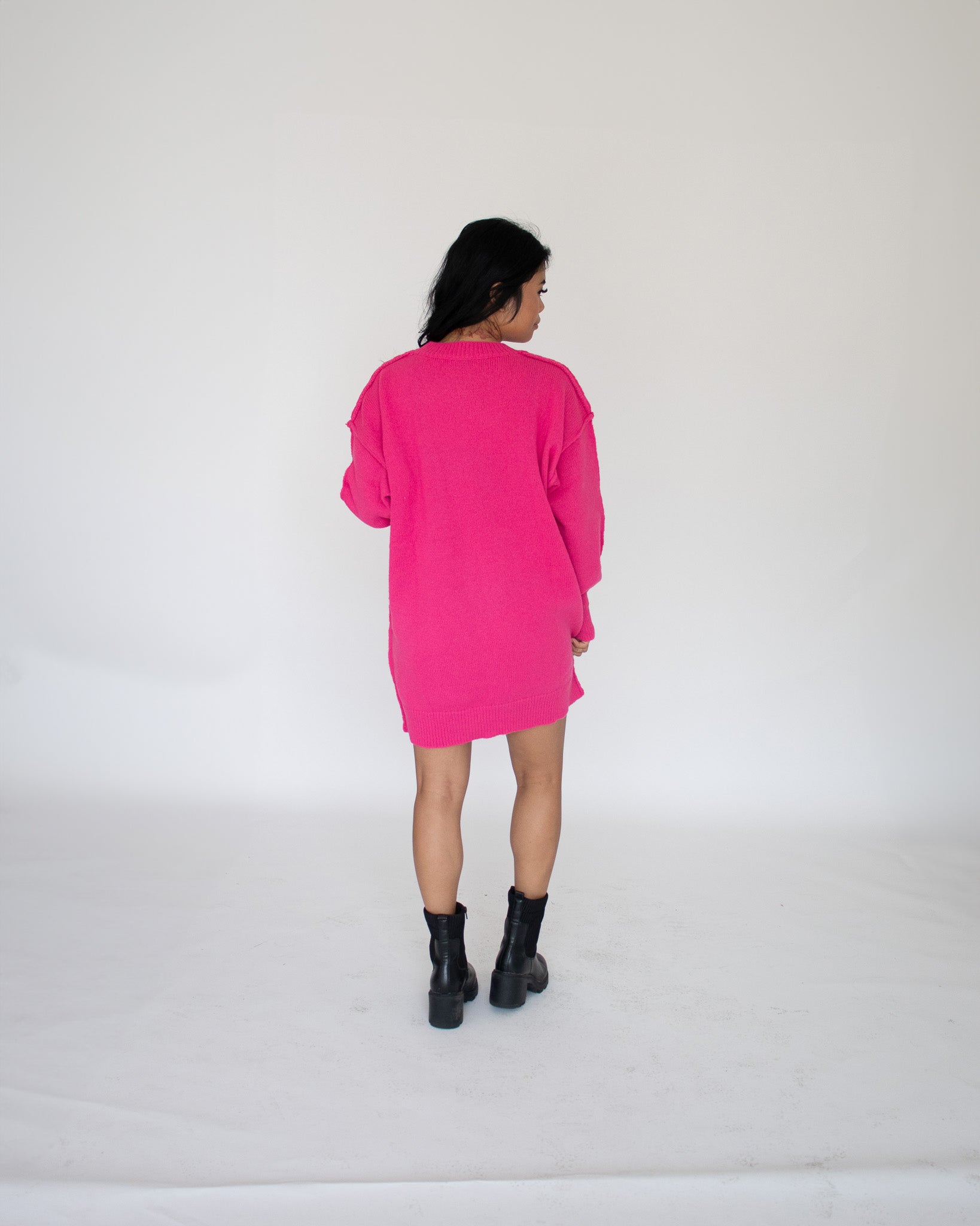 Hot Pink Oversized Sweater Dress