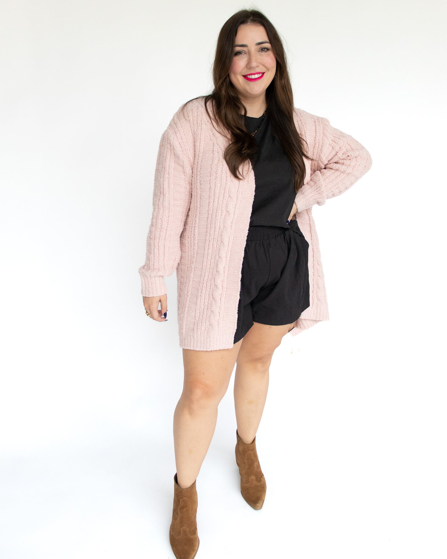 Feels Like Butter Pink Cable Cardi