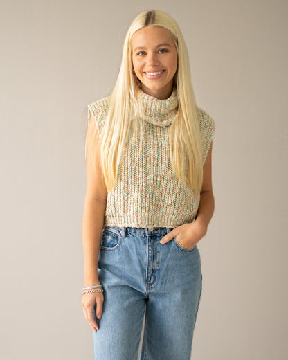 Knit Turtleneck Sleeveless Sweater - Multi
