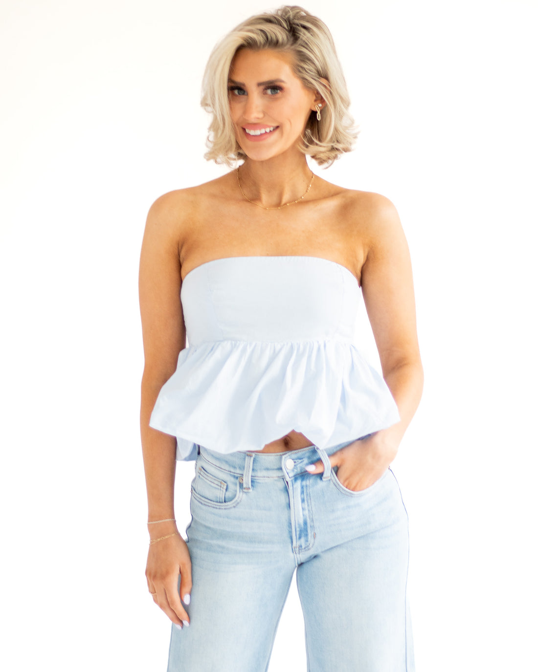 Strapless Smocked Bubble Top