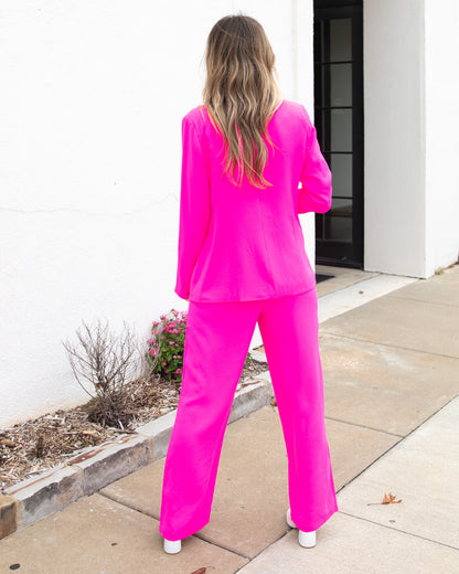 Bright Staple Wide Leg Trousers - Hot Pink